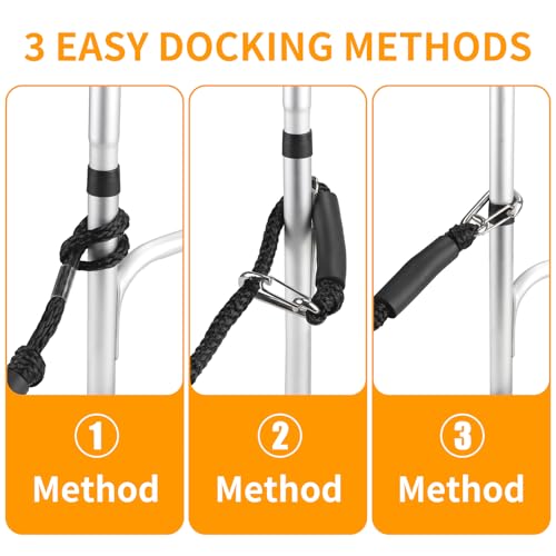 EFUTURETIME 2 x Bungee Dock Line Boot Festmacher Seil 10cm (4FT), Fenderleine mit Auge Schwarz mit Haken, Bootszubehör für Boote, Kajak, Jetski, Pontoon, Kanu