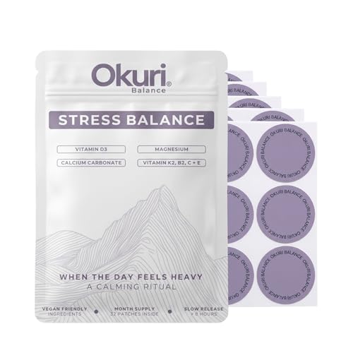Stress Balance Patches Rescue Remedy Alternative | Magnesium Vitamin D3 B1 C E & K2 | Vitamin Patches for Adults | Natural Anxiety Relief Support | 30 Patches | Stress & Calm Support