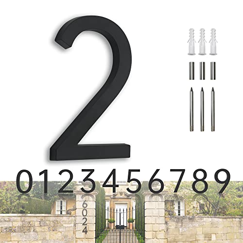 House Numbers Large Door Number Black House Number 7 Inch Metal House Numbers 3D Floating Exterior Modern Address Numbers 2