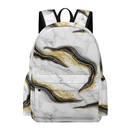 Sac à dos ordinateur léger et ergonomique avec motif marbre doré et blanc chic