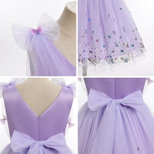 Image of IMEKIS Toddler Kids Girls Butterfly Dress Sparkle Sequins Tulle Wedding Formal Birthday Dresses 2-10T