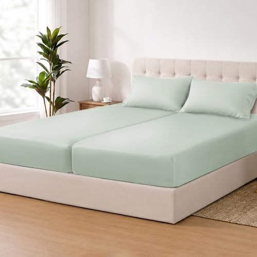 Image of ACCURATEX Cooling Sheets for Hot Sleepers, Split Cal King Size,Sage Green
