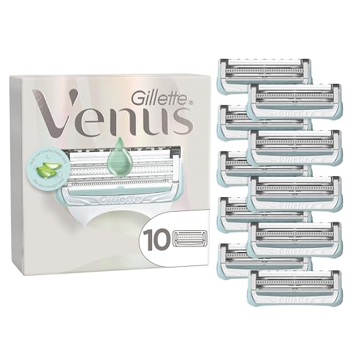Gillette Venus Depilación Para Mujer Para Ingles Y Zona Íntima, Pack de 10 Recambios, Cuchillas Con Barra Hidratante Con Aloe Vera, Ayuda a Proteger La Piel Púbica De La Irritación