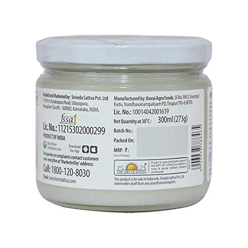 Image of Sri Sri Tattva Organic Virgin Coconut Oil, 300ml - Cold Pressed, Natural, Pure Coconut Oil for Healthy Hair and Skin Care - Suitable for Cooking