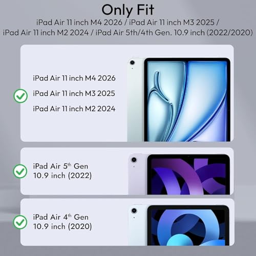 Image of Robustrion Case Cover for iPad Air 11 inch Cover M4 / M3 / M2 / iPad Air 5th Generation Cover /iPad Air 4th Generation with [Pencil Holder] for iPad Air 11 inch M4 M3 M2 /Air 4 5 10.9 inch - Hippy