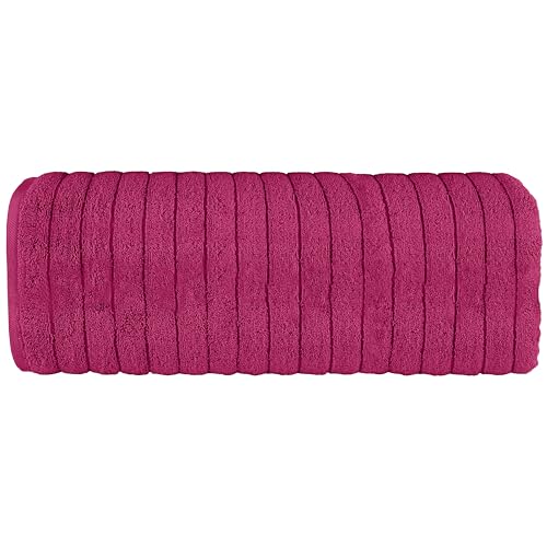 Image of Elegant Comfort 100% Turkish Cotton Corduroy Ribbed Luxury Jumbo Bath Towel Ultra Soft - 35 x 70 Inch - Luxury Spa Premium Hotel Quality Highly Absorbent and Quick Dry Large Bath Towel, Hot Pink