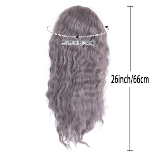Image of GNIMEGIL 26 Inch Long Grey Wigs for Women Fluffy Hairstyles Victorian Costume Halloween Party Wig Gothic Horror Ghost Witch Cosplay