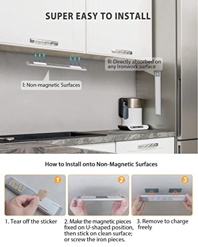 54-Led Under Cabinet Lights Wireless - Motion Sensor Led Kitchen Closet Counter Lighting With 1500Mah Rechargeable Battery & Magnetic Mount, Ideal Night Lights For Bedroom Babyroom Armoire Stair -2Pcs #TOP5