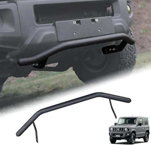 AMWMORV ジムニー jb64 フロントバンパー ジムニー jb74バンパー ブラック フロントグリルガード ブルバー スチール製 一字型 一体式 取付簡単 電着塗装 車保護 衝突防止