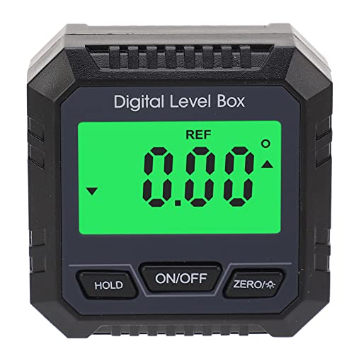 Digital Tier Box with Base, Accuracy Angle Finder Protractor Inclinometer, LCD Display, Two Measuring Modes, for Carpentry Building Masonry (Black)