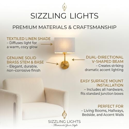Image of Premium Gold Wall Lamp | Rectangular White Linen Fabric Shade Wall Sconce | Decorative Lighting for Bedroom Living Room Hallway Dining Office Restaurant Hotel | Without Bulb