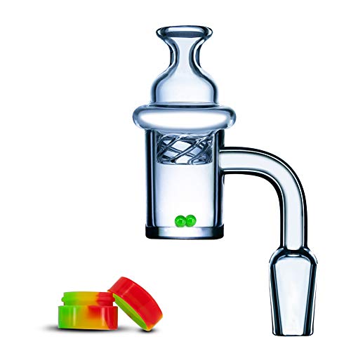 Banger dab rig de 4 mm vidrio de cuarzo sin cúpula Para bongs de vidrio, con bola luminosa y recipiente de cera, 14 mm macho 90 u00b0