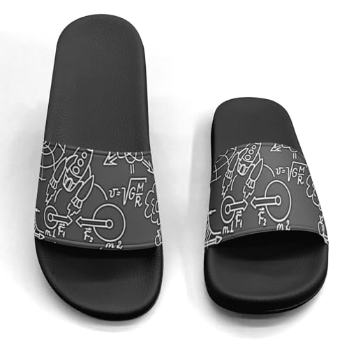 Pitovozu Black Math Equations Slippers for Women Men Comfotable Sandals Non Slip Home Bedroom Pool Shower Outdoor Slide Slippers4