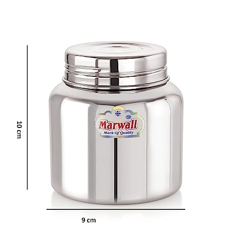 Image of Stainless Steel Jar /Dabba /Canister for Kitchen Storage with Thread Style Fitting-400ml(Pack of 2)