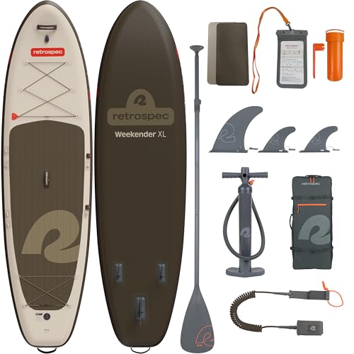 Retrospec Weekender XL Inflatable Paddle Board - Lake Essentials SUP with 400lb Capacity - Wide...