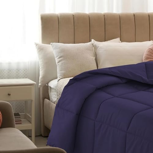 Image of Quilt for All Season 150 GSM Comforter Duvet /Ac Blanket King Size Bed Soft Microfiber Lightweight (90 inch X 106 inch Inches) - King Size Bed Comforter - Navy Blue Color