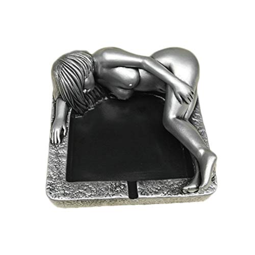 oocc Sexy Women Beauty Figurine Ashtrays Cigar Ash Tray for Home Coffee Pavilion Restaurant Bar Decoration (Silver)