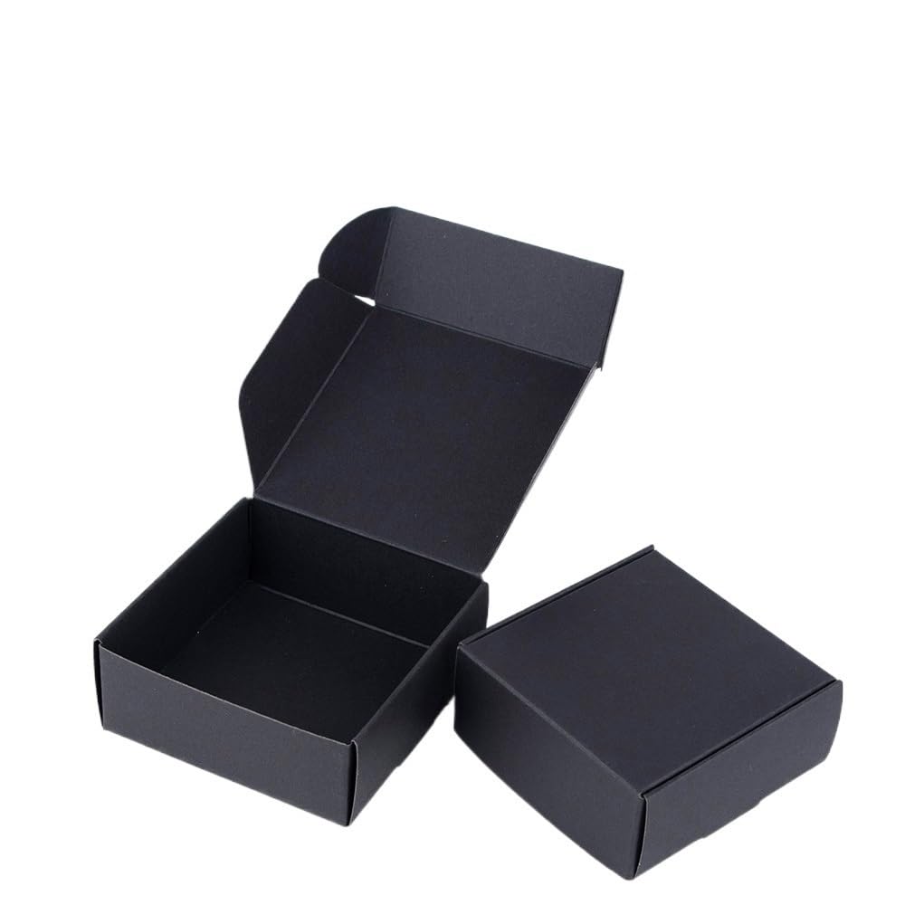 Kraft Geschenkboxen 20 Stück/Kraftkarton Schwarz Weiß Verpackungskarton Festival Party Geschenkbox Seifenkarton (Color : Black, Size : 20PCS_10X10X3CM)
