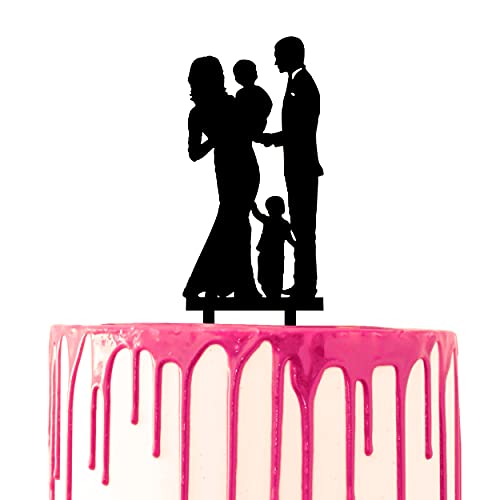 CARISPIBET Décoration gâteau mariage couple 2 enfants