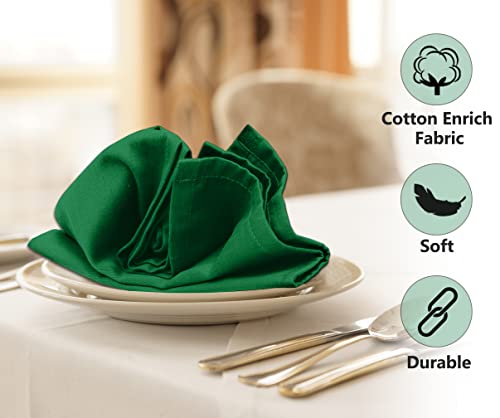 Image of Ruvanti Cloth Napkins Set of 12, 18x18 Inches Napkins Cloth Washable, Soft, Durable, Absorbent, Cotton Blend. Table Dinner Napkins Cloth for Hotel, Christmas Parties, Restaurant, Wedding - Dark Green