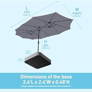 15ft large patio umbrella double sided extra large umbrella with base rectangular patio umbrella double sided umbrella for yard lawn gardengrey  urban country home decor