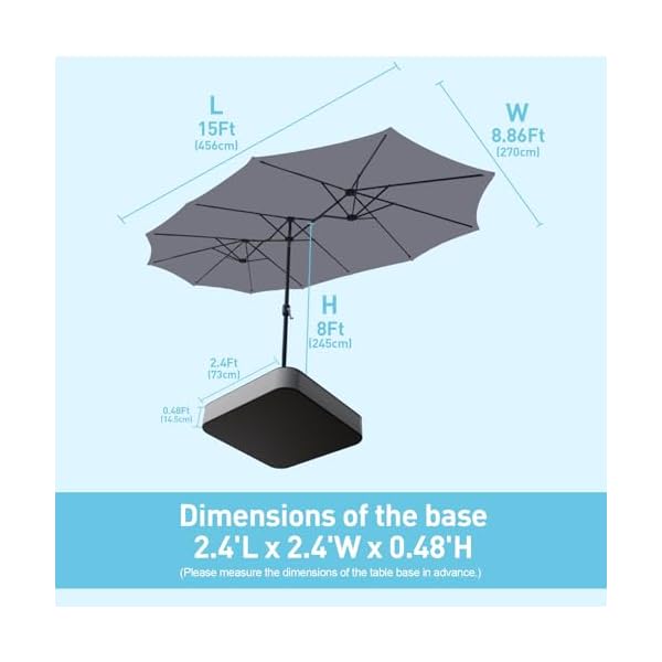 15ft large patio umbrella double sided extra large umbrella with base rectangular patio umbrella double sided umbrella for yard lawn gardengrey  urban country home decor
