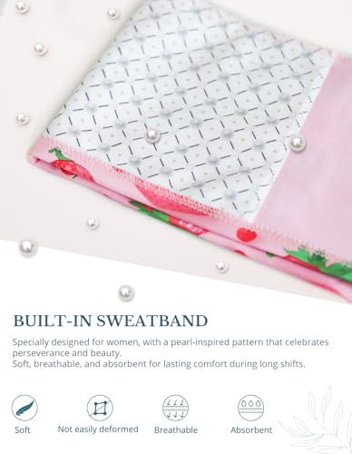 Scrub-Caps-Women-Ponytail--Strawberry-Delight-Double-Sided-Printed-Surgical-Hat-with-Buttons-and-Sweatband-Soft-Nurse-Cap-for-Long-Hair-Helps-Reduce-Static-Buildup