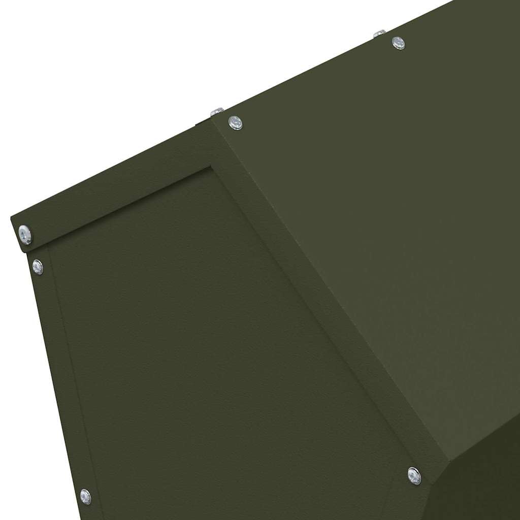 Comedero para pollos verde oliva de acero laminado en frío, 40 x 40 x 45 cm, resistente a la intemperie, para interior y exterior, con 5 kg de capacidad, práctico comedero, diseño estable