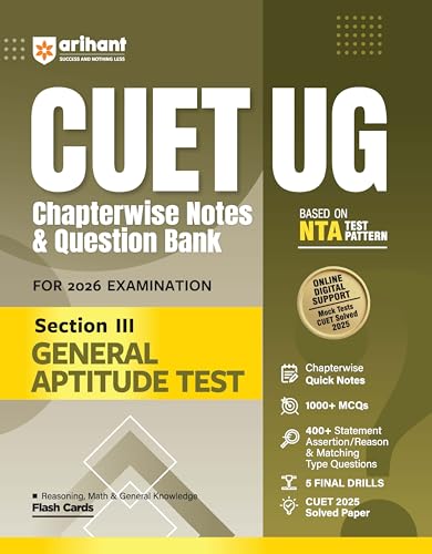 Image of Arihant CUET UG 2026 General Aptitude & English Language Combo | Chapterwise Notes & Question Bank | Based on NTA Pattern | 1000+ MCQs, Case-Based & ... | Flash Cards & Free Online Digital Support