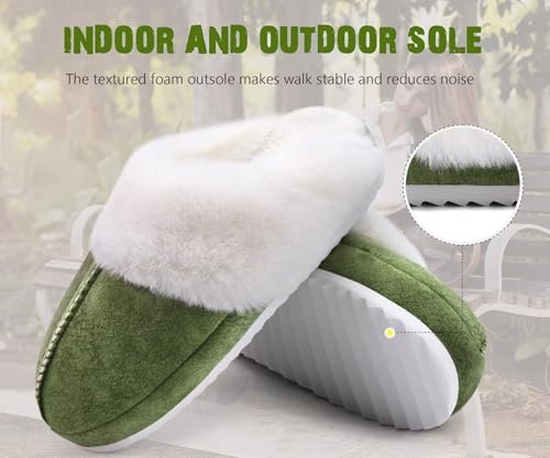 Image of KuaiLu Womens House Platform Slippers Warm Faux Suede Fuzzy Thick Cushioned Yoga Foam Shoes Ladies Slipper Home Lightweight Slip on Indoor Outdoor Non-Slip Hard Sole