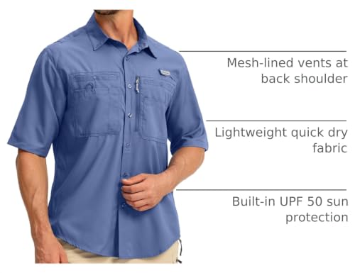 Image of G Gradual Men's Fishing Shirts with Zipper Pockets UPF 50+ Lightweight Cool Short Sleeve Button Down Shirts for Men Hiking