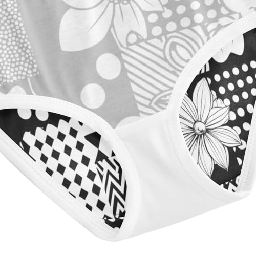 ZZKKO Black White Geometric Floral Girls Underwear Toddler Panties for Girls Comfort Brief Size 2T-8Y4