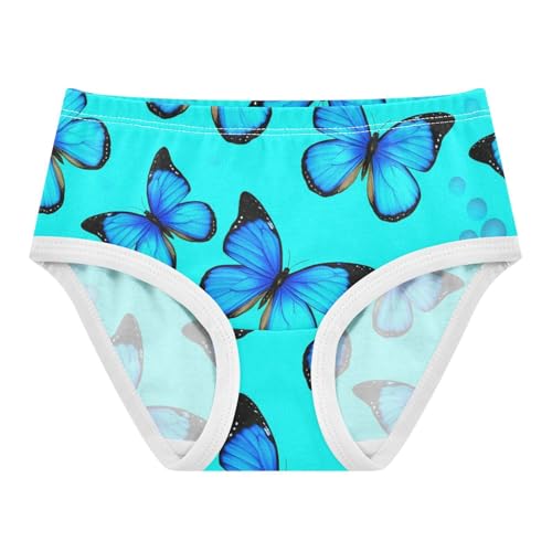 Toddler Girls Underwear 2t Cotton Little Girl Panties Aesthetic Underpants Briefs Blue Butterflies Bright Turquoise
