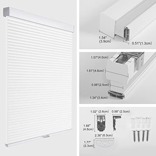 Light Filtering Cellular Shades Cordless Blinds Sulugood Honeycomb Shades Aluminum Window Blinds For Home, Door, Custom Size, Light Filtering-White #TOP4