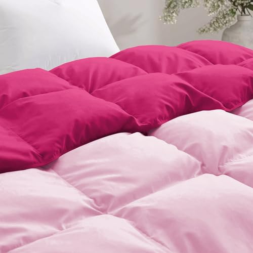 Image of Fluffy 600 GSM Winter Comforter Single Bed 60 inchX90 inch - 600 GSM Heavy Winter Quilt Microfiber Rajai /Duvet /Blanket Super Soft Single Size - Hot Pink /Baby Pink Color