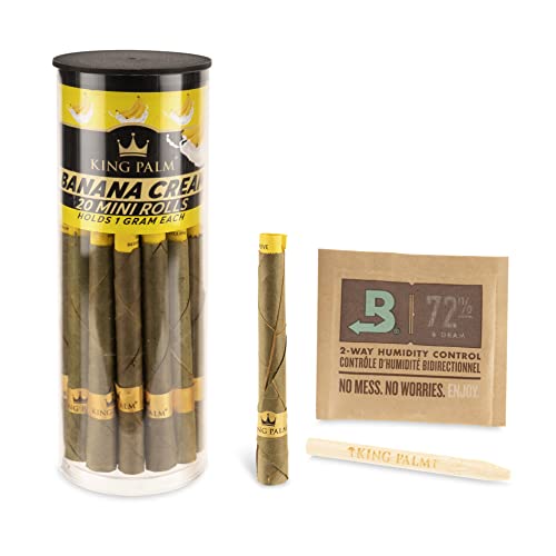 King Palm Flavors Mini Size Cones - 20 Count Tube - Terpene Infused - Squeeze & Pop Pre Rolls - Organic Flavored Pre Rolled Cones - King Palm Flavors Cones - (Banana Cream) #TOP6