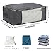 Sami Time Clothes Blanket Storage Bags Organizer with Reinforced Handle-Set of 3,Foldable with Sturdy Zipper, Clear Window (Large Gray(19.68in*14.17in*8.26in))