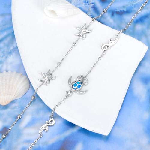 Image of VONALA Witches Knot /Compass /Dragonfly /Clover Bracelet Sterling Silver Adjustable Charm Bracelet Summer Beach Foot Chain Jewelry for Women Gifts