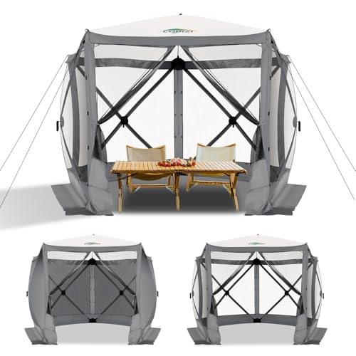 Image of COBIZI 10x10 FT Pop up Gazebo, Popup Canopy Tent,Screened in Gazebos with sidewalls, Waterproof Portable Outdoor Small Screen Tents Sun Shelter,carpas para Patio for Camping, Garden and Backyard,Gray
