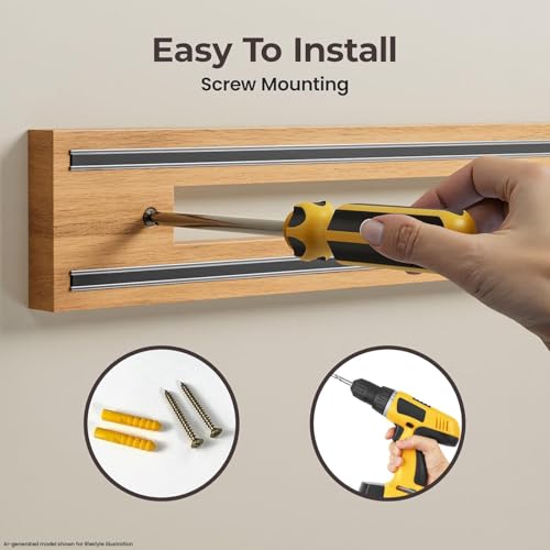 16.5" Piklohas Wooden Magnetic Wall Mount Knife Holder - image 6