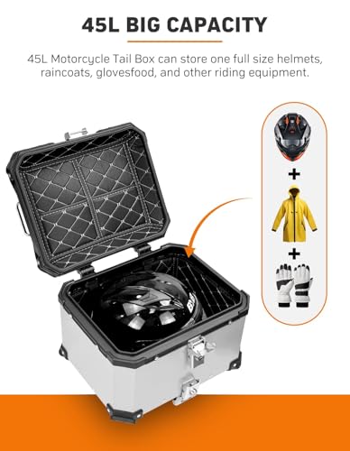 MOSYQI Porta-malas de motocicleta 55L, caixa superior de motocicleta, loja de capacete, bagagem, bol