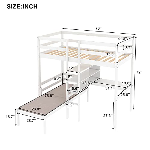 Flieks Twin Over Twin/Full Bunk Bed With Twin Size Trundle, Solid Wood Bunk Bed For Kids/Teens Bedroom/Guest Room Furniture, No Box Spring Needed #TOP1