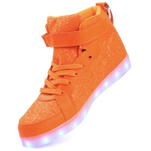Image of Glitter Led Shoes Light Up Shoes High Top Sneakers for Women Men Flashing Dancing Shoes for Halloween Christmas Party with USB Charging
