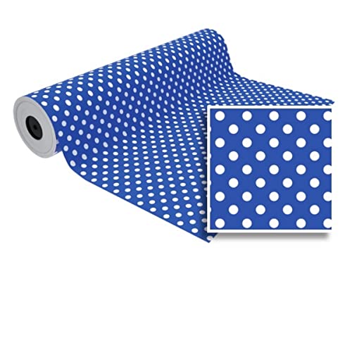 Bobina Papel Regalo ANDINA, 31 cm. x 85 m. (AZUL LUNARES BLANCO GRUESOS)