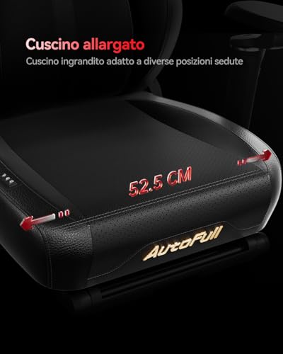 M6 Ultra Sedia Gaming, Sedia da Gaming Ergonomica con Massaggio, Ventilato e Riscaldato, Braccioli Regolabili 720°, Supporto Lombare Dinamico Automatico, Poggiapiedi Regolabile, Nero - Sedia gaming - Immagine 9