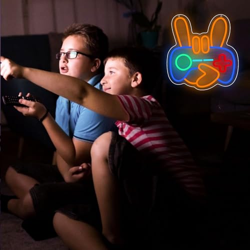 Image of ENUOLI Gamer Neon Sign, Gamepad Shaped LED Light Gaming Light Dimmable Led Game Controller USB Powered Gaming Neon Sign for Boys Room Gamer Room Decor Gifts for Teens