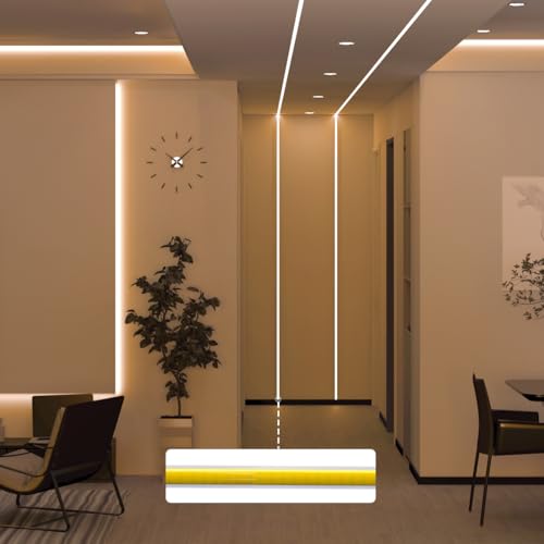 Image of BTF-LIGHTING FCOB Thin 5mm Width COB LED Strip, UL Listed Warm White 3000K Narrow Uniform Light, 16.4FT DC24V CRI 90+ Flexible LED Tape Light for Home Indoor DIY Lighting(No Adapter or Controller)