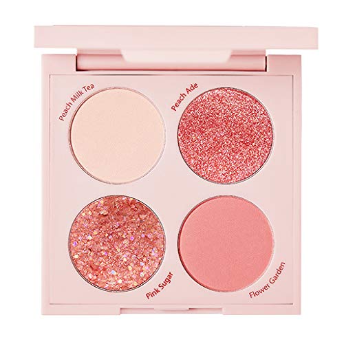 TOUCH IN SOL Metallist Starlight Palette 4 Colors Daily Glamorous Celebrity Look Eyeshadow Palette, 3 Type Textures, Matte, Shimmer, Glitters, Long Lasting Fancy Eye Makeup (#1 Twinkle Peach)