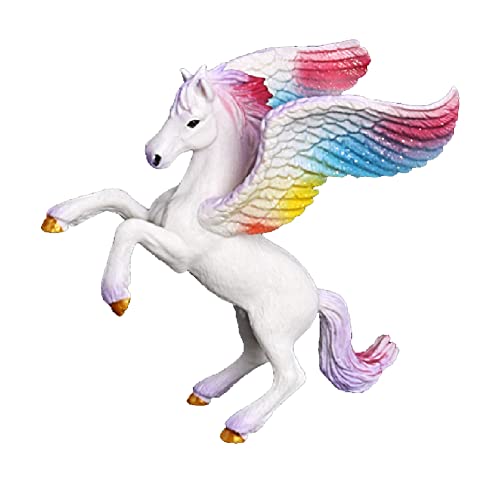 Pegasus-Figur-Rainbow Unicorn Mythical-Pegasus Unicorn Model Magic Energy Creature Solid Coloured Unicorn,13.2cm Cover