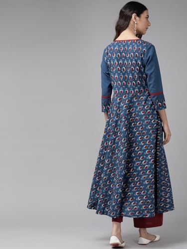 Image of Yash Gallery Women's Cotton Relaxed Fit Anarkali Kurta